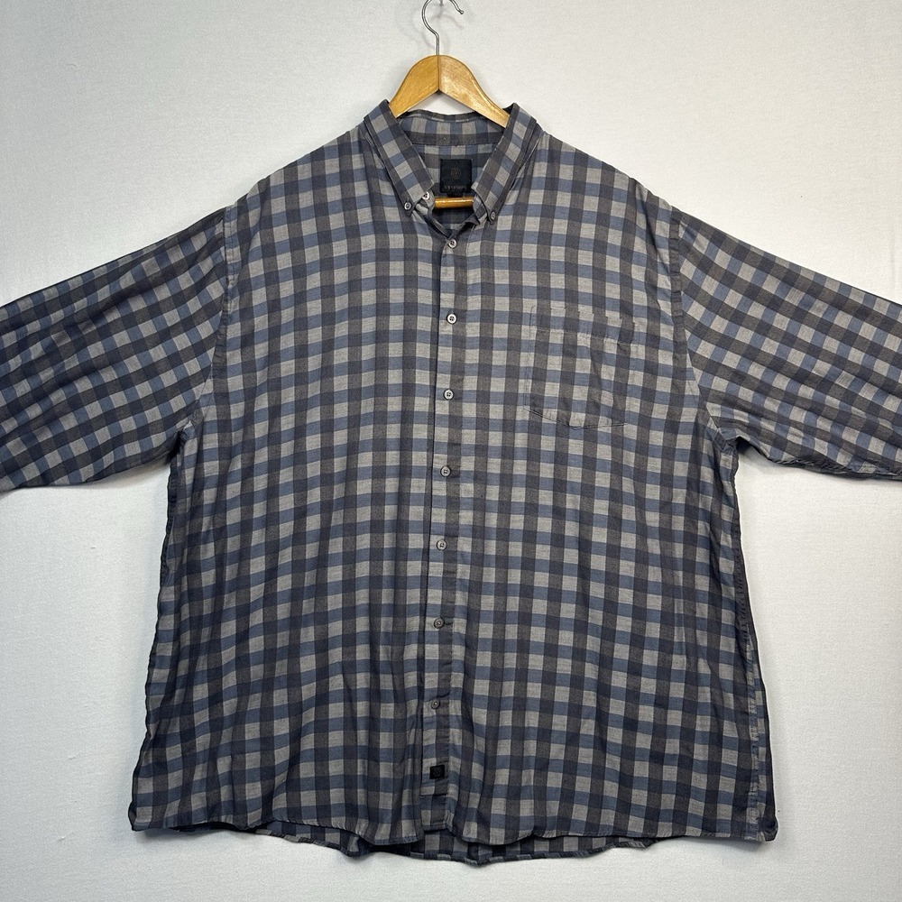F/X Fusion Men's 4X Black/Blue/ Gray Button Up Long Sleeve‎ Plaid Shirt